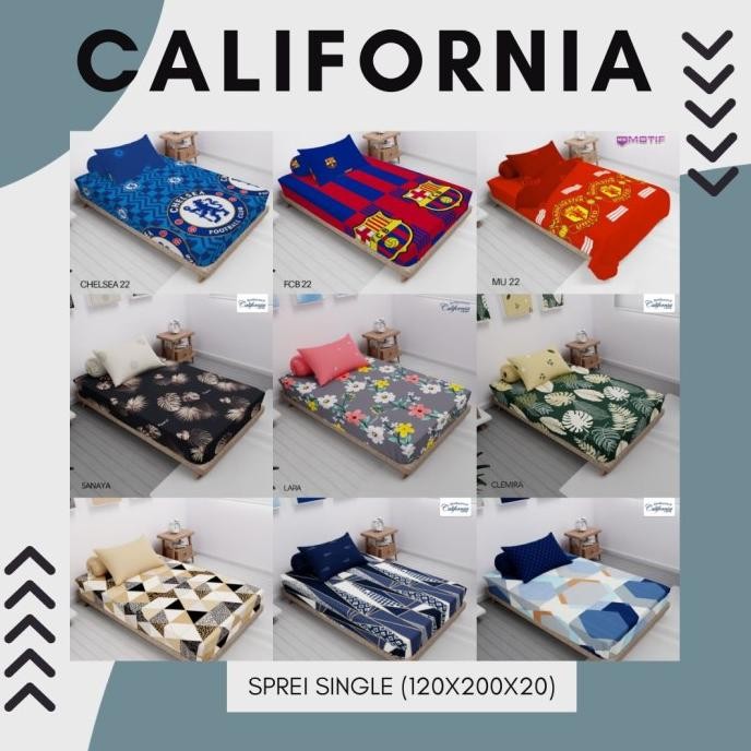 California - Sprei FITTED Single 90 (90x200) Terlaris pilihan
