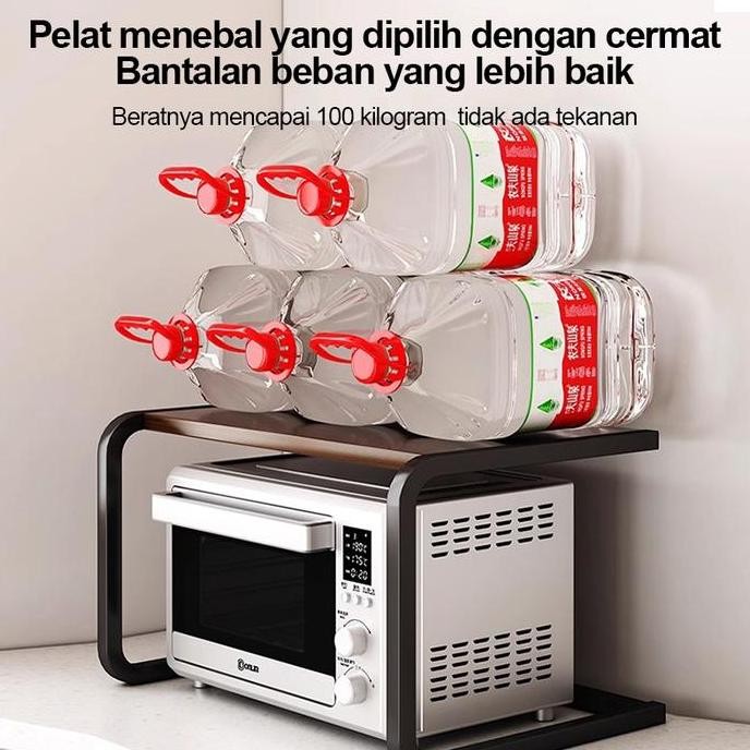 FNT Rak Microwave Rak Oven Rak Bumbu Dapur Rak Panci Rak Penyimpanan Serbaguna [dapat diregangkan] t