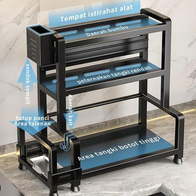 Rak Bumbu Dapur Stainless Steel Rak Dapur Serbaguna