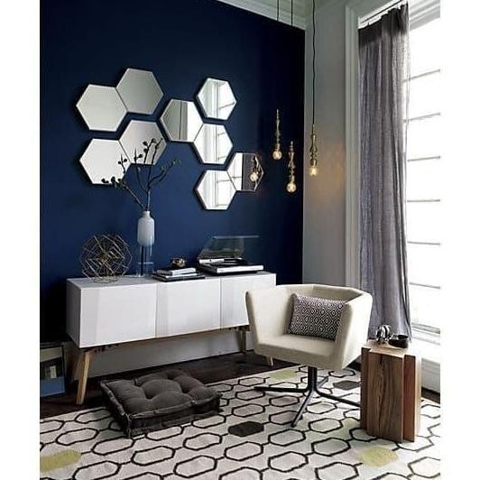 Stiker Dinding Kaca Dekorasi Rumah Mirror Wallpaper Heksagonal 7pcs