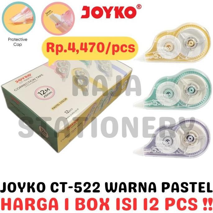 

JOYKO CORRECTION TAPE 12M TIPEX KERTAS JOYKO PASTEL PITA KOREKSI TIPX TIP-EX JOYKO CT-522PTL PASTEL LUSIN [12PCS]
