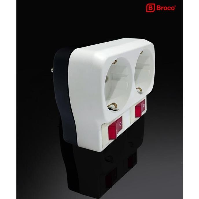 Miliki Broco Stop Kontak Outbow Stop Kontak Saklar Tusuk Kontak 2 Cabang Dengan Arde, Saklar Dan Lam