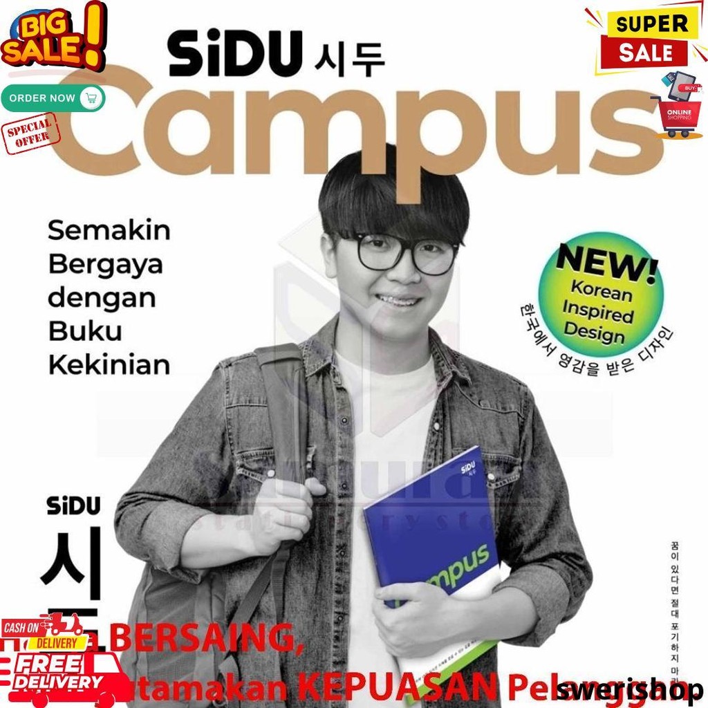 

Buku Tulis Sidu Maxi 42 Lembar / Sidu Campus Korea Besar Isi 42 Lbr Ukuran Boxy / B5 Campuss / 1 Pak - 5 Buku D Termurah