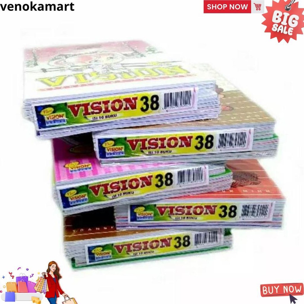 

Buku Tulis Vision 38 Lembar Dan 58 Lembar 1 Pack 1 10 Buku D Promo Puncak