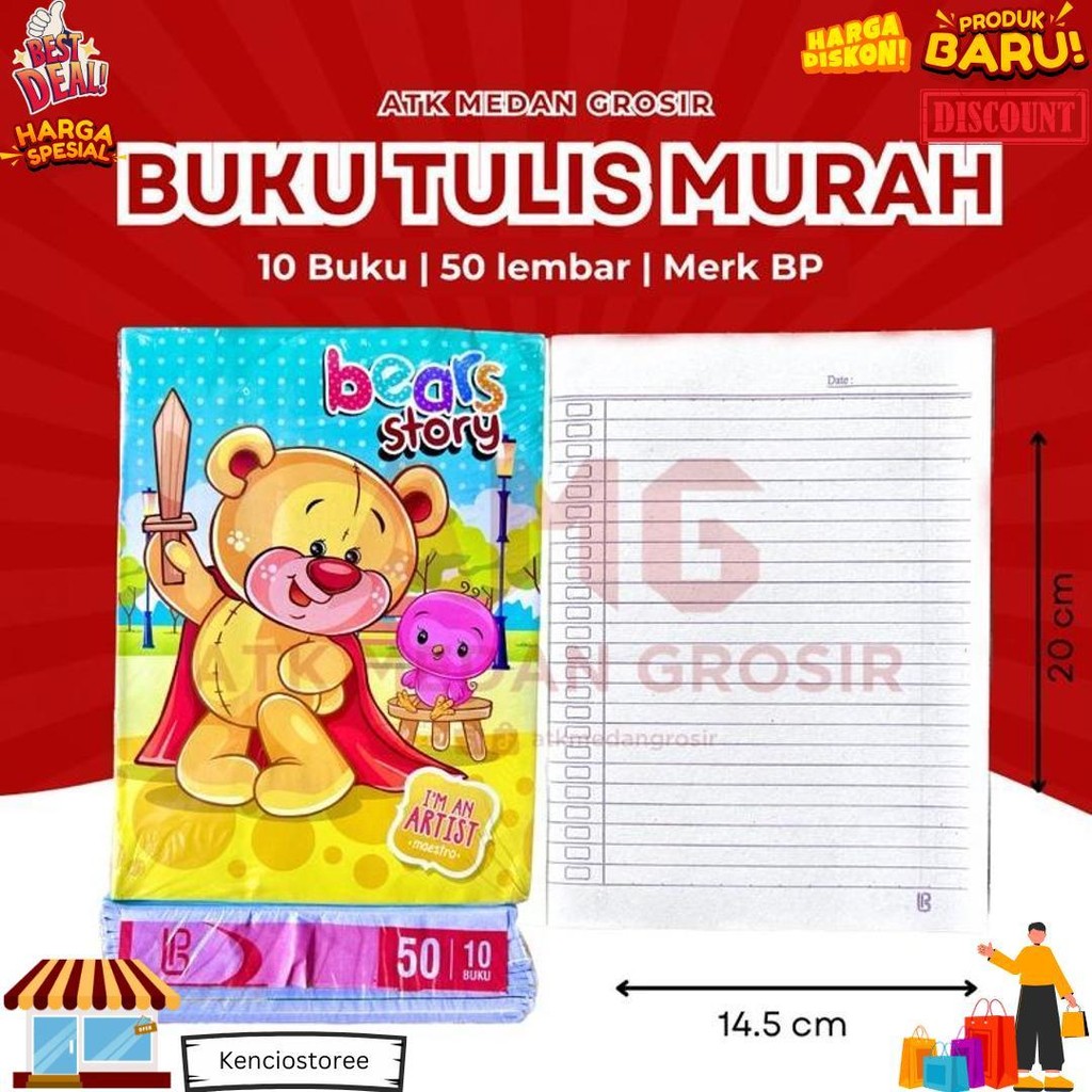 Atk Medan Grosir- Buku Tulis 50 Lembar 10 Buku D Promo Puncak