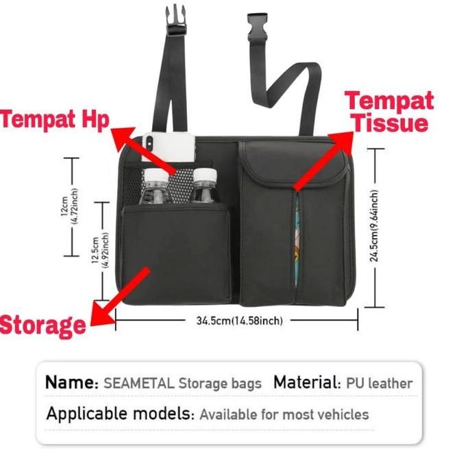 Tempat Tissue Mobil Kulit Gantung Car Organizer Belakang Jok Mobil - Asli