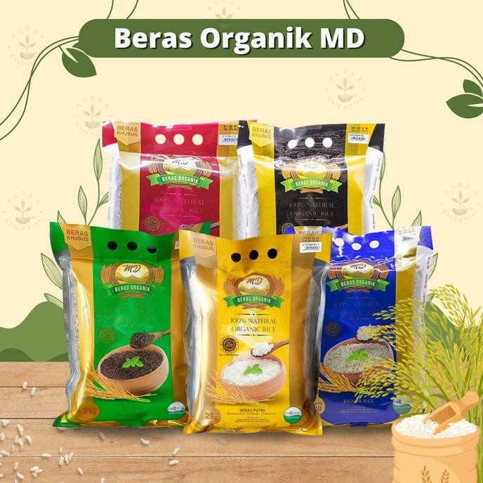 

Baru MD Organic Rice - Beras Organik MD Beras Merah Putih Pandan Wangi Hitam Coklat Mix MD 2kg - Beras Organik