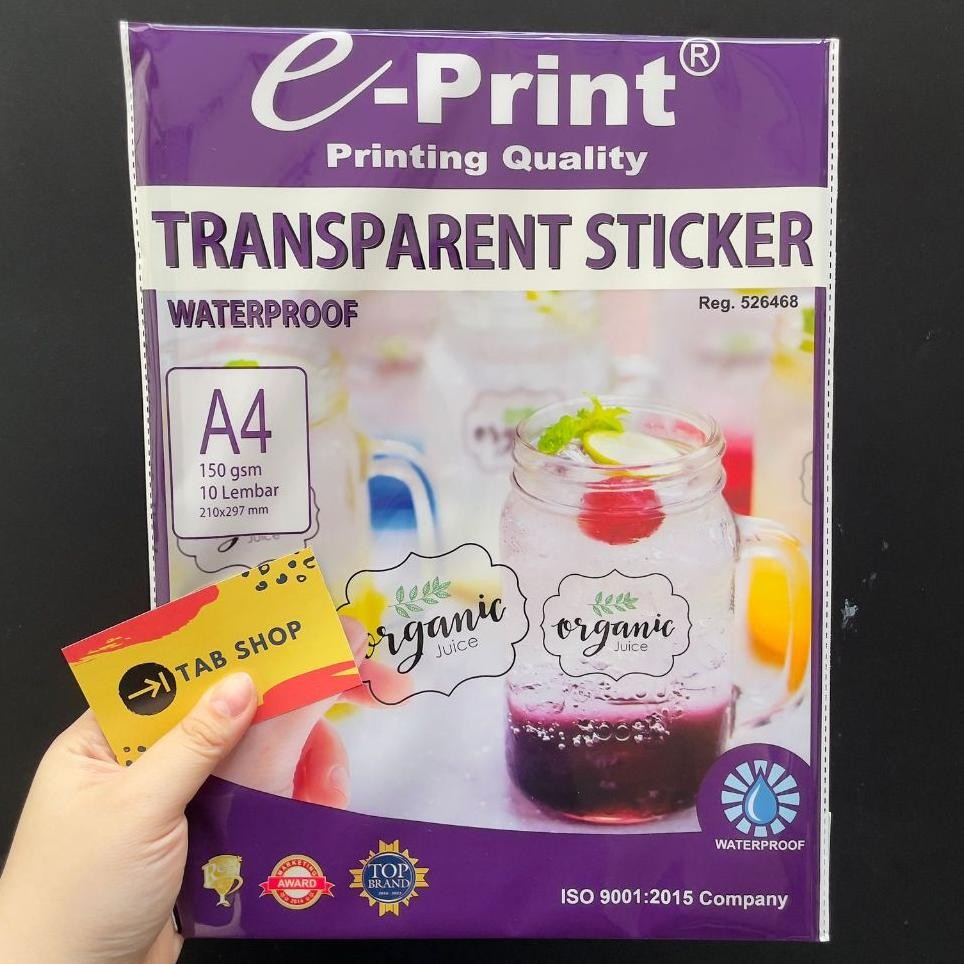 

Tab Eprint Erta Tier Tranparan A4 150 Gm Eprint Tranparent Tier A4 150 Gm 10 Lembar