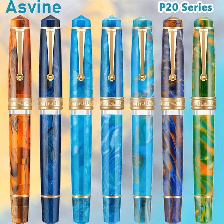 

Asvine P20 Piston Filling Fountain Pen Acrylic Luxury Patterns Ef/F/M Nib With Golden Clip Stationery Office School Supplies