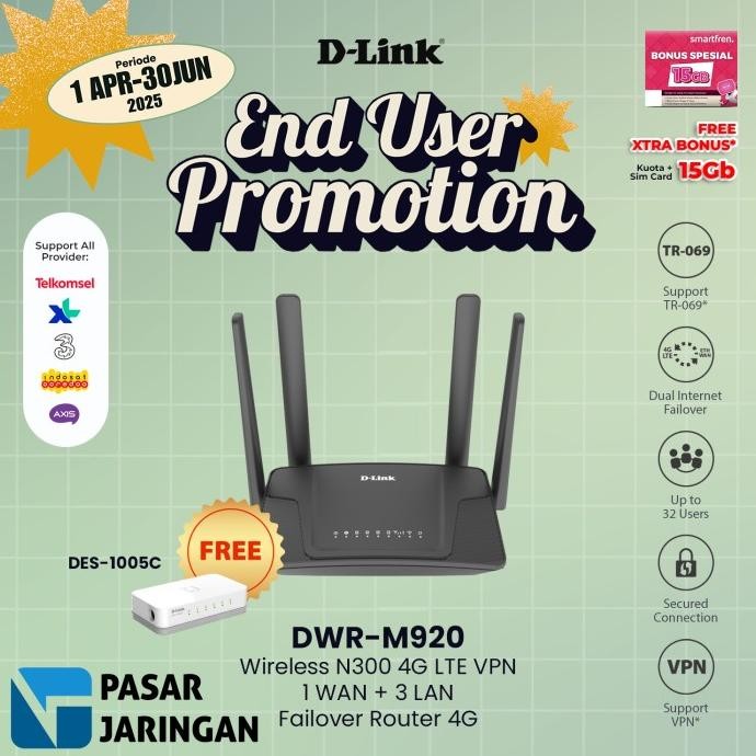 D-Link DWR-M920 / DWR-920 N300 4G LTE Modem Wireless Router