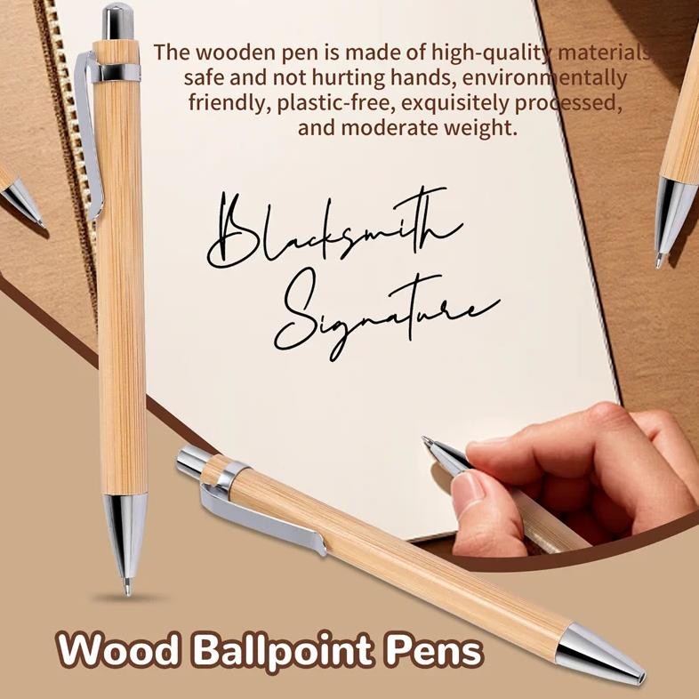 

Aed5-35 Pcs Office And School Supplies Sustainable Pen Bamboo Retractable Ballpoint Pen Writing Tool(Black Ink)