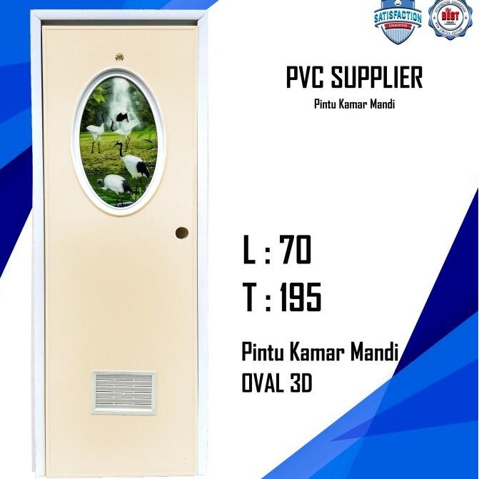 Pintu Kamar Mandi Kaca Oval Gambar 3D Siap Kirim