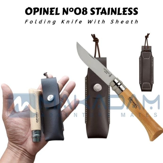 lipat opinel N08 stainless steel with sheath include sarung