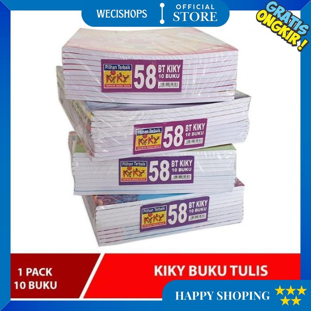 

(10 Buku) Buku Tulis Kiky 58 Lembar / Buku Tulis Sekolah Garis D Promo 4.4