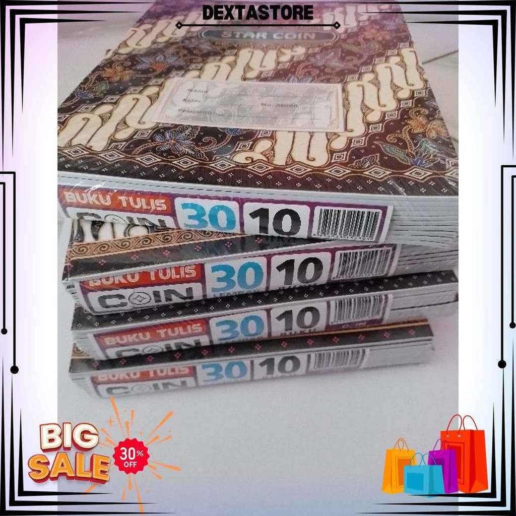 

(10Pcs) 1 Pak Buku Tulis Batik Star Coin Isi 30 Lembar D Gratis Ongkir