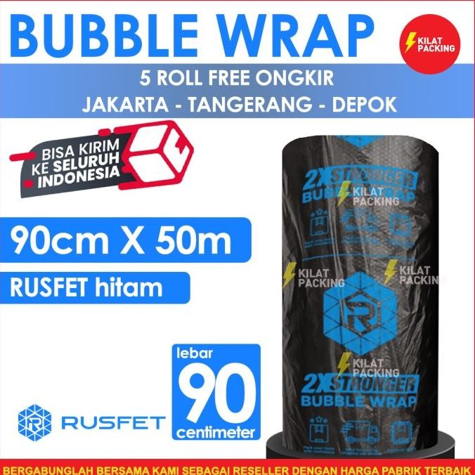 

tersedia bubble wrap rusfet hitam 90cm x 50m tebal plastik bubblewrap roll