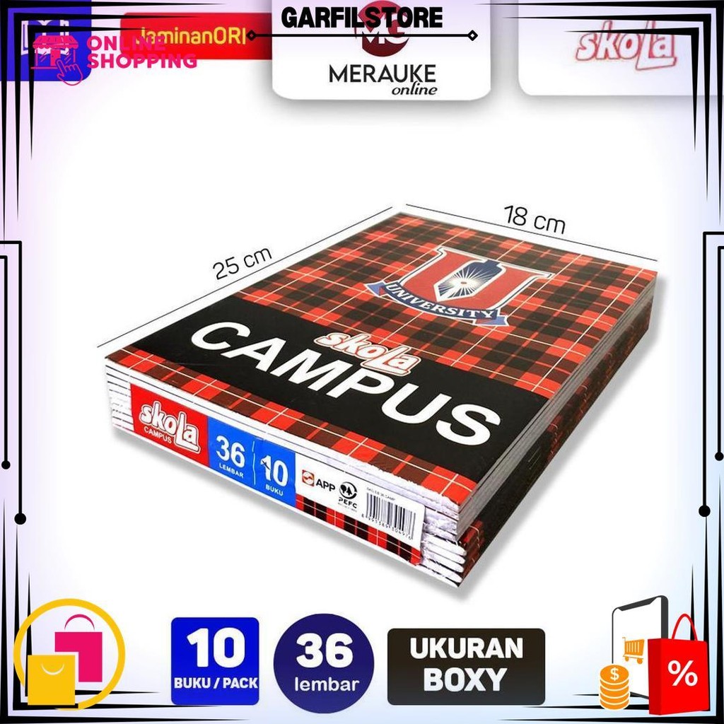 

Buku Tulis Campus Skola 36 Lembar (1 Pack Isi 10 Buku) D Cod