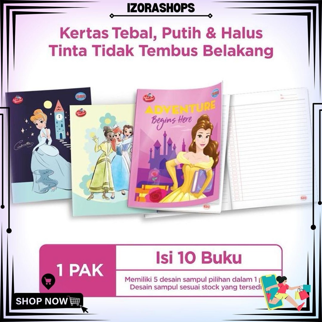 

10 Buku - Sidu Buku Tulis Disney Princess 38 Lembar D Termurah