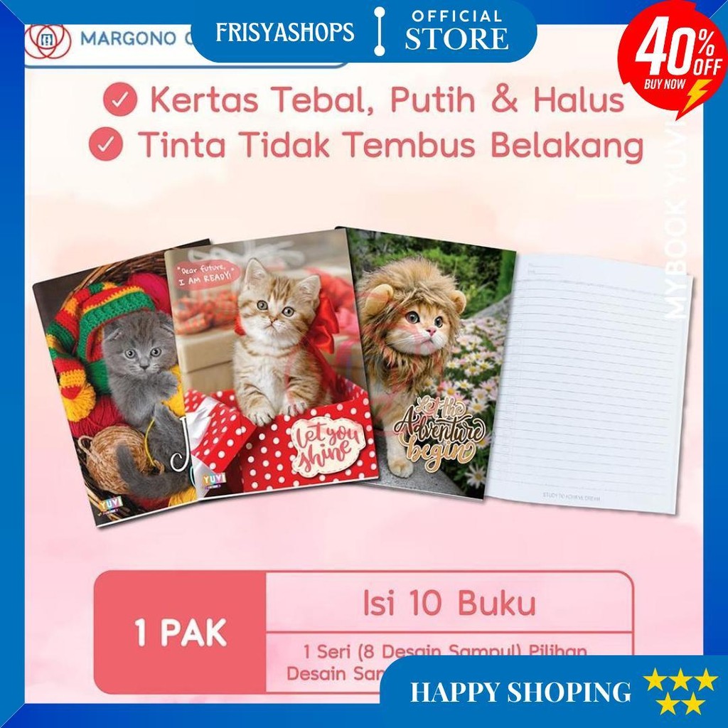 

My Book Yuvi Buku Tulis Cat Foto Kucing 38 Lembar - 10 Buku D Promo Puncak