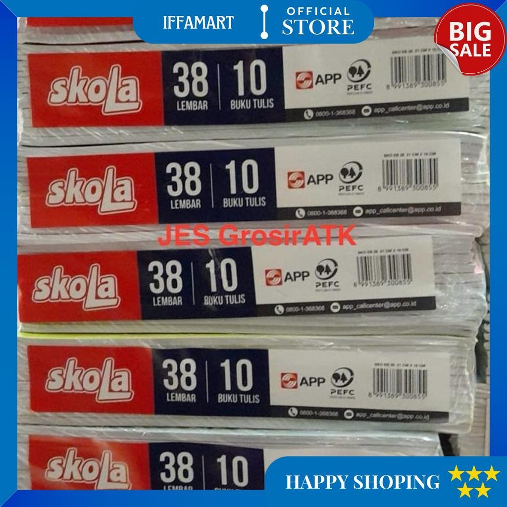 

Buku Tulis Skola 38 Lembar (1 Pak Isi 10 Buku) D Promo Puncak