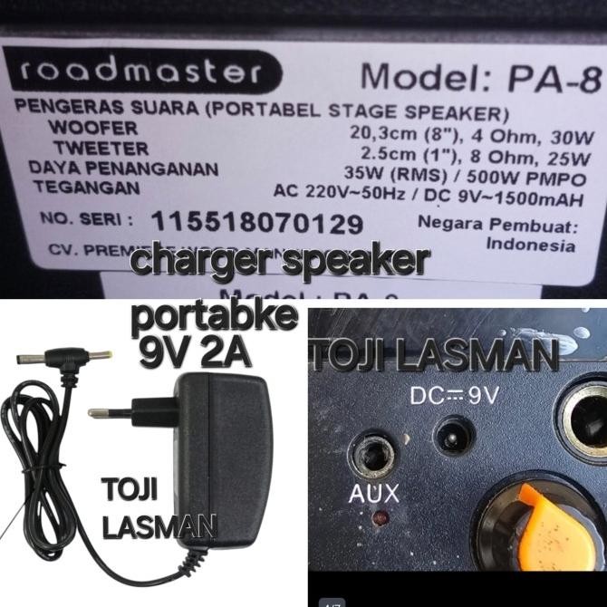 Baru CHARGER 9V 2A  ROADSTAR SPEAKER PORTABLE  PORTABEL CASAN CHARGER COLOKAN ACCU AKI ADVANCE ADVAN