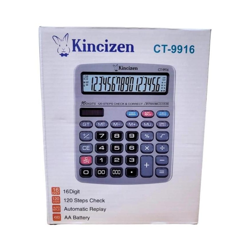 

Bayar di Tempat FREE BATERAI Kalkulator 16 digit KINCIZEN CT-9916 Layar LCD Angka Besar Calculator Meja dagang Menghitung Sekolah Cek ulang CORRECT Display Tombol Mika Transparan Terbaru Termurah LDS