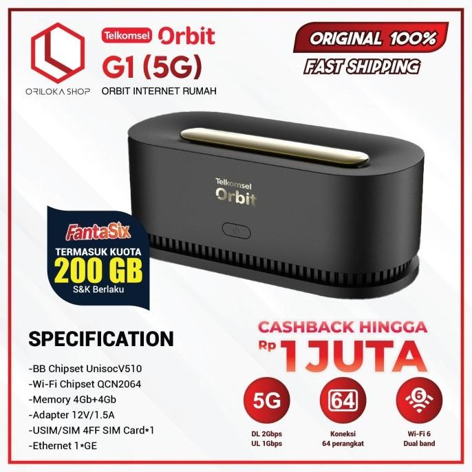 Telkomsel Orbit 5G G1 Modem Wifi 5G & 4GB LTE Free Kuota 200GB