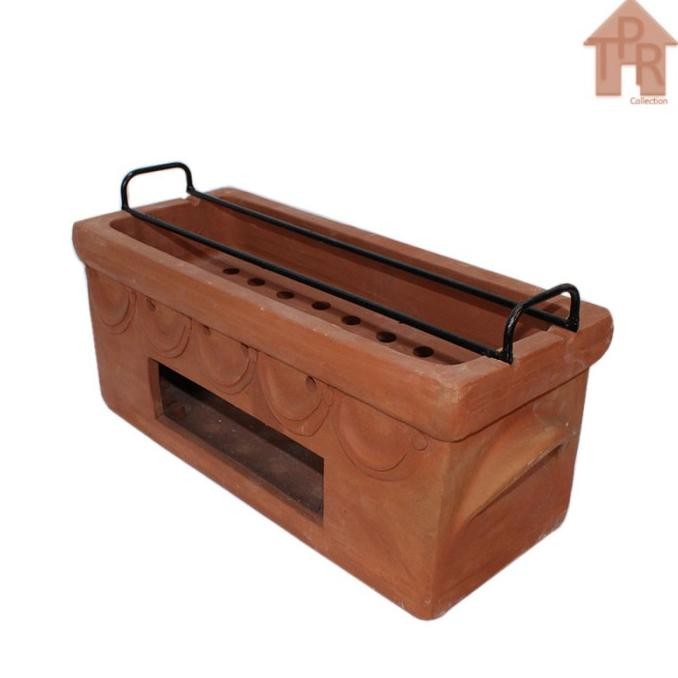 Terakota - anglo tanah liat bakaran sate jumbo L + krat kayu TB