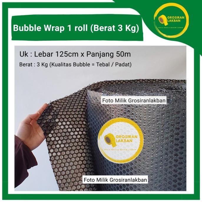 

tersedia bubble wrap roll 125cm x 50m bening hitam berat 3kg packing kemasan