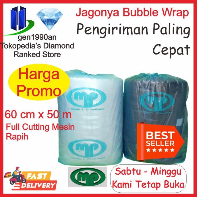 

tersedia plastik bubble wrap 50mx60 cm sgt tebal mulia pack biru tomang jakbar