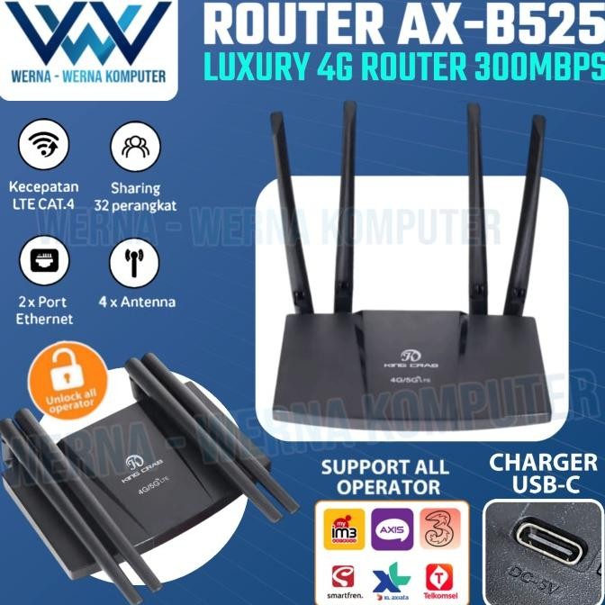Router Modem WiFi 4G LTE AX-B525 All Operator GSM 4 Antena  AX B525
