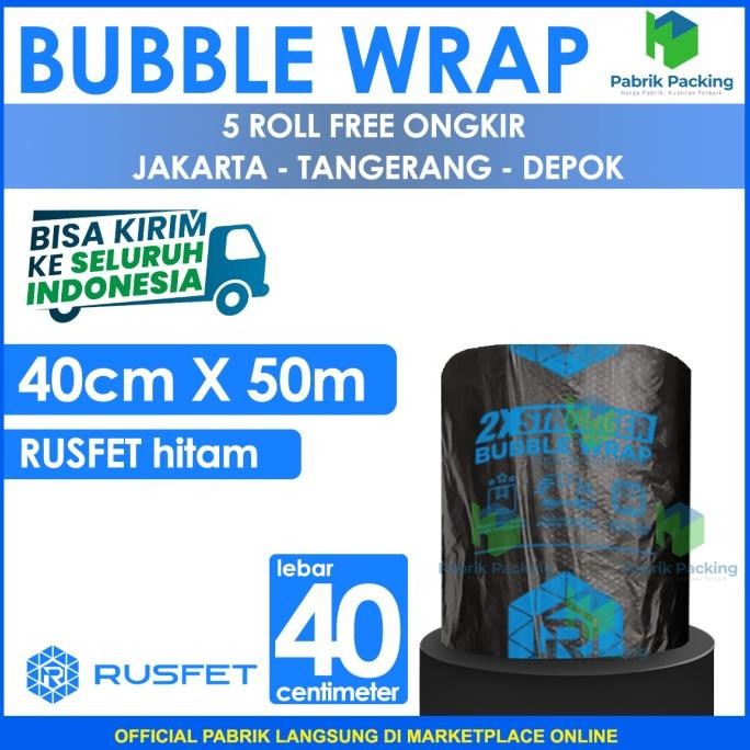 

tersedia bubble wrap rusfet hitam 40cm x 50m tebal plastik bubblewrap roll