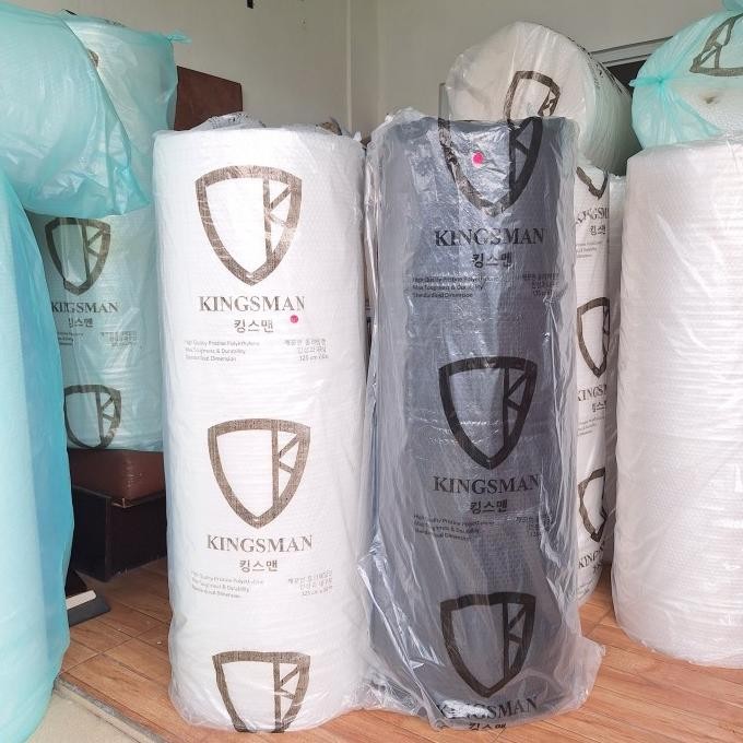 

tersedia exclusive bubble wrap kingsman roll core 3.3kg 125cm x 50m murah super premium bening & hitam - bubble wrap tebal plastik packing