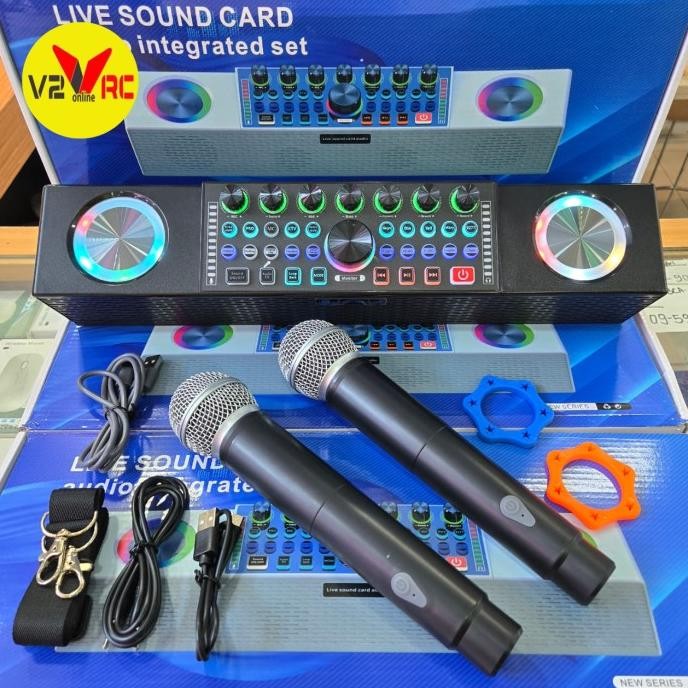 Terlaris Speaker Soundcard Sy8 Speaker Portable Karaoke Sy8 Extra 2 Mic