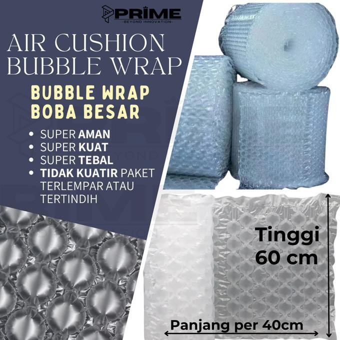 

tersedia bubble wrap boba besar air cushion roll packing paket packaging tebal - tinggi 60cm x panjang per @40cm - 60cmx@40cm