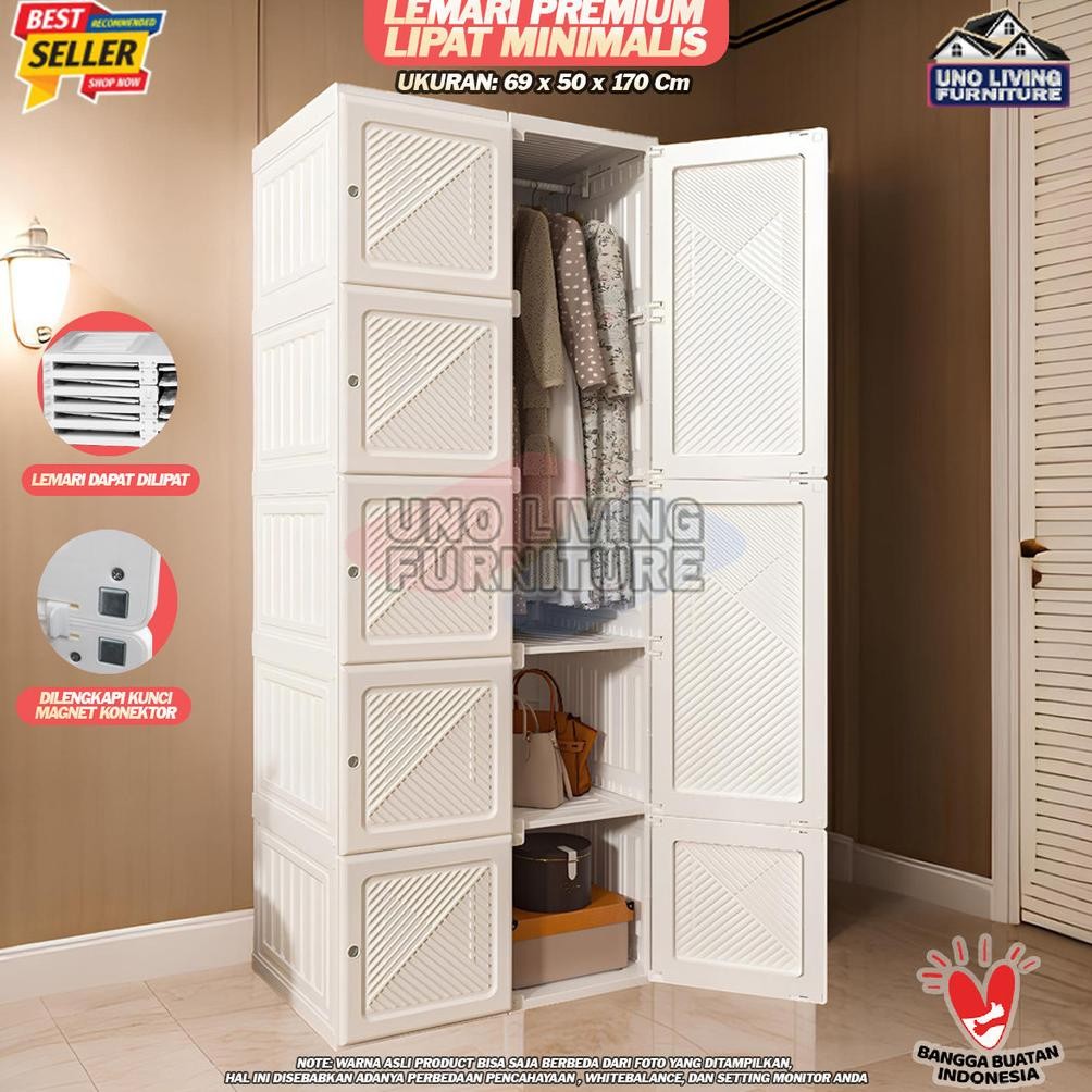 Lemari Pakaian Putih Lemari Lipat 6 Box 8 Pintu 1 Gantungan  - Lemari Plastik Lipat Lemari Portable 