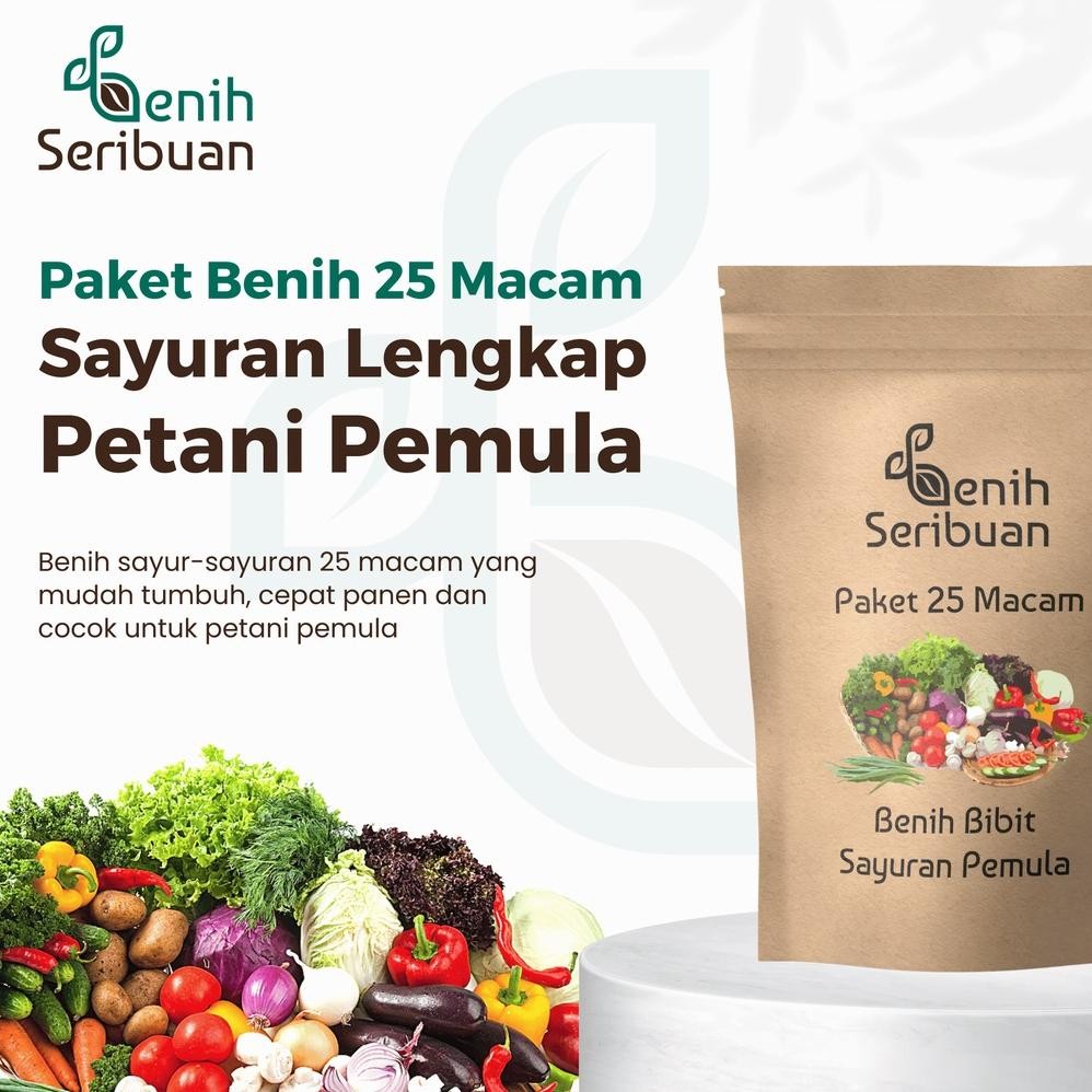 Bisa Cod Benih Seribuan - Paket Lengkap 25 Macam Benih Sayur Sayuran Pemula ,