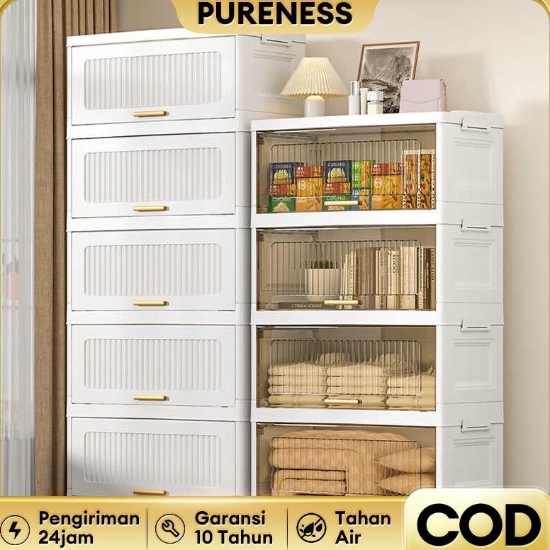 Lemari Pakaian Plastik Lemari lipat Lemari Plastik Pintu Lipat multi-lapis lemari loker dapat dilepa