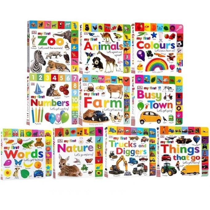 Buku DK my first Board book - my first words numbers zoo animal colours busy town nature things that