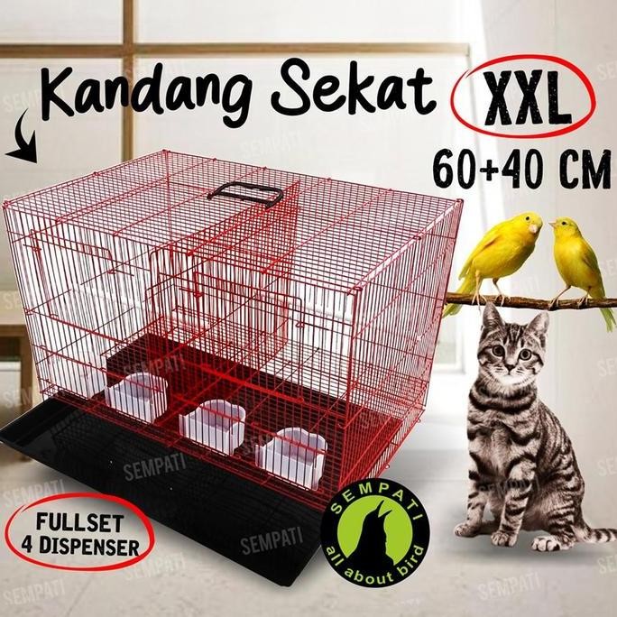 SEMPATI Sangkar Kandang Umbaran Sekat 60x40x40 Sangkar Ternak Burung Lovebird Kandang Hewan Kucing S