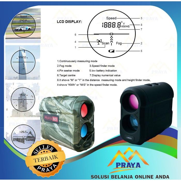 Prayatech Rangefinder Laser Teropong Ukur Jarak Range Finder Digital Original Dan Terpercaya