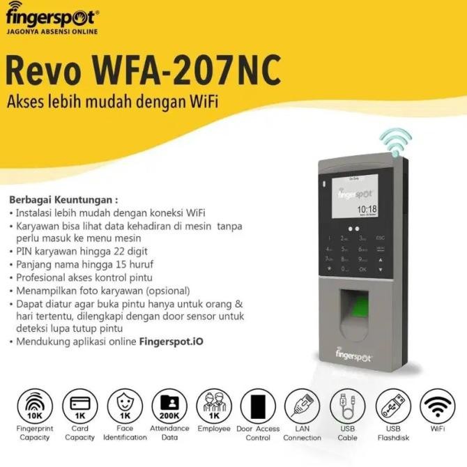 Bisa Spk Mesin Absensi Fingerspot Revo Wfa-207Nc | Fingerspot Wfa 207 Nc
