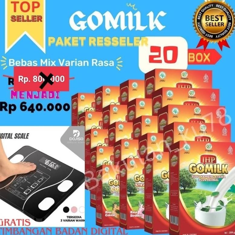 

(GRATIS TIMBANGAN BADAN) PAKET 20 BOX GOMILK SUSU KAMBING ETAWA PLUS HERBAL