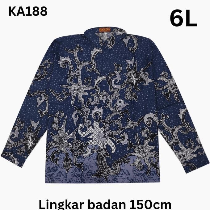 KEMEJA BATIK PRIA JUMBO 6L BIG SIZE LENGAN PANJANG HEM BATIK JUMBO TERMURAH