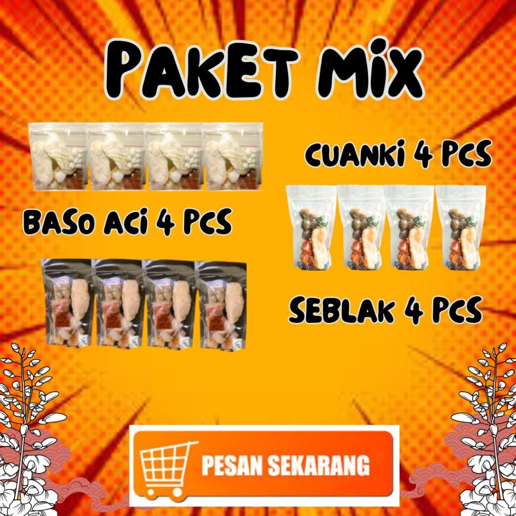 

TERLARIS Paket MIX | 4pcs baso Aci, 4pcs Seblak & 4pcs Cuanki Siap kirim