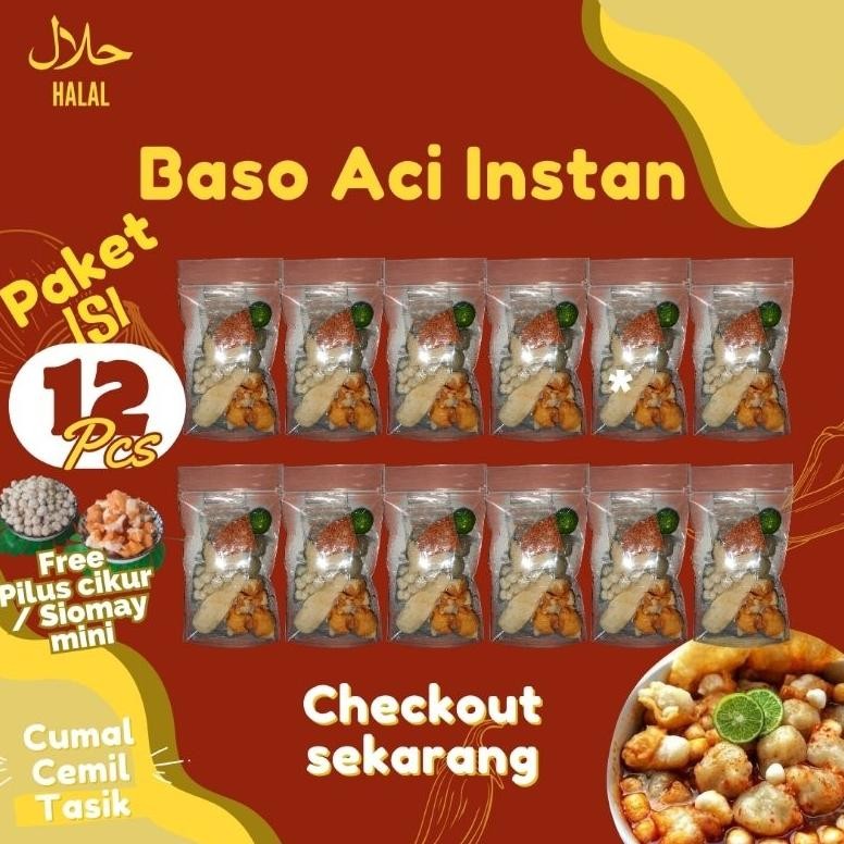 

READY STOK PAKET BASO ACI isi 12 BUNGKUS / Free toping / Free jeruk limau Siap kirim