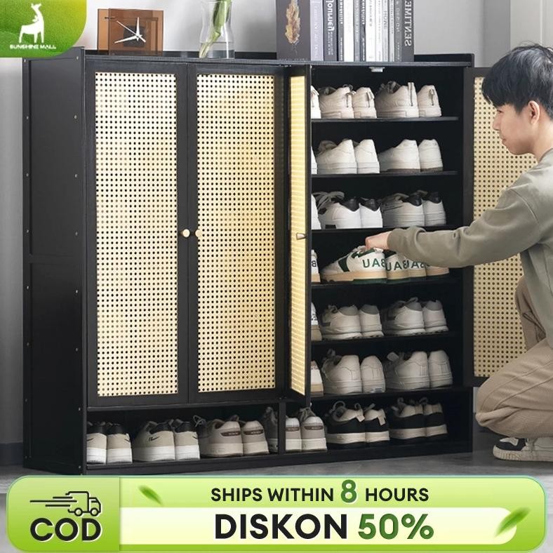 Lemari Sepatu Box Sepatu Lemari Sepatu Kayu Rak Sepatu Susun Tertutup Gaya Minimalis Kotak