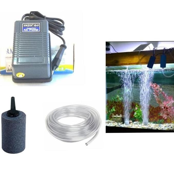 DISKON PAKET 1 SET ALAT GELEMBUNG AIR OKSIGEN AQUARIUM - MESIN AERATOR BATU SELANG POMPA UDARA KOLAM