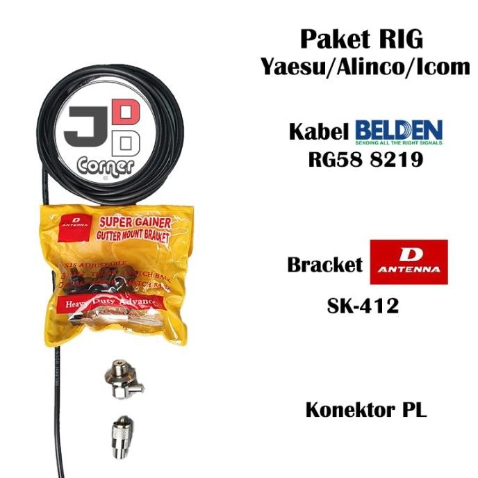Tersedia Paket Kabel Belden Bracket Antena Konektor Rig Yaesu Radio Mobil