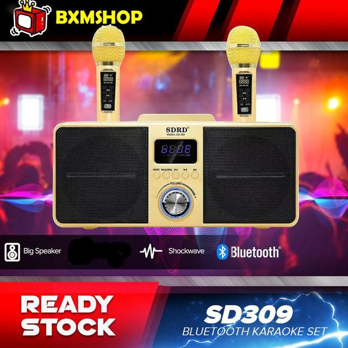 Mic Karaoke Wireless Speaker Bluetooth SDRD SD 306 / SD 309 Dua Mic